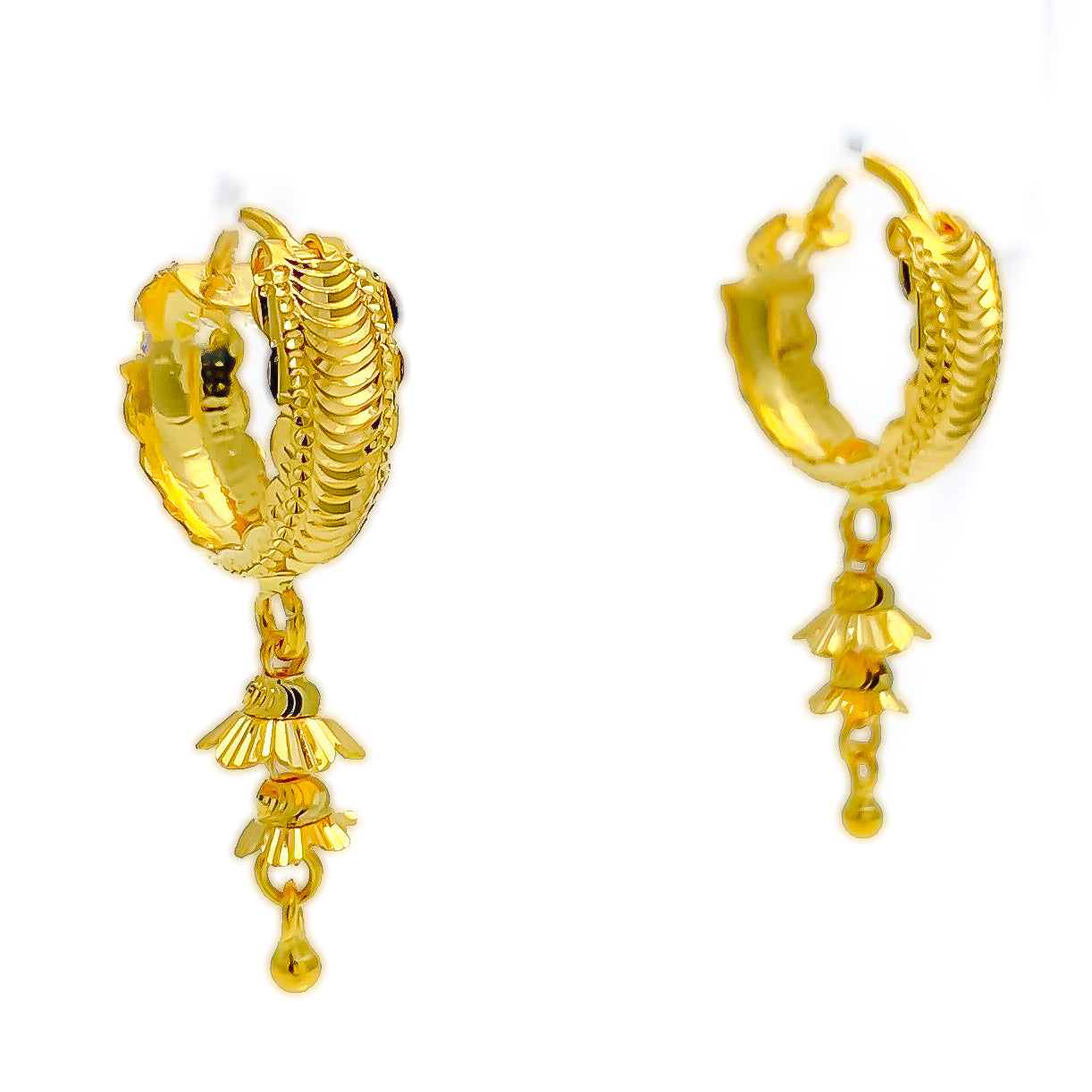Round Gold Drop Bali Earrings with Crystals Worn By Keerthy Suresh – Suhani  Pittie